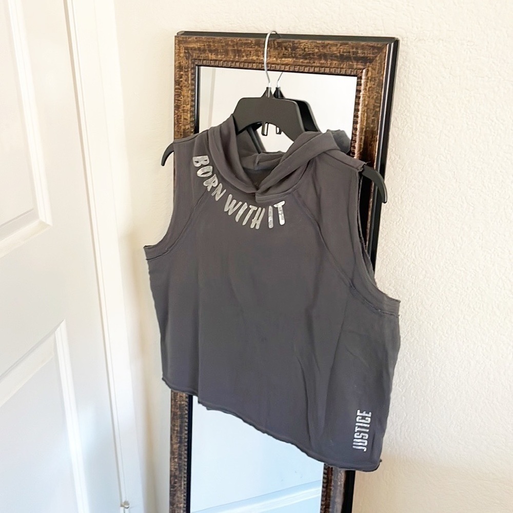 Justice Active Born With It cut off hoodie
